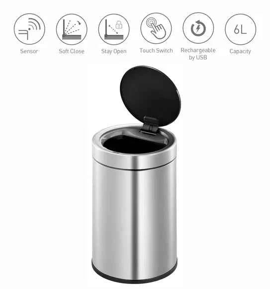 Obsessions Eko Docomo Sensor Bin 6L, Metallic