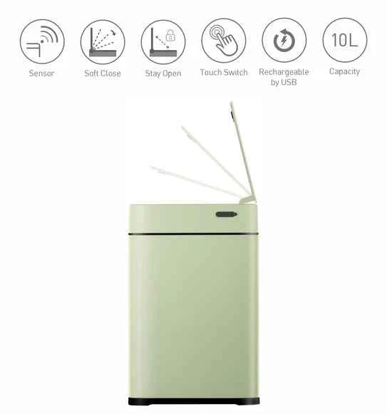 Obsessions Eko Echo Sensor Bin 10L, Green