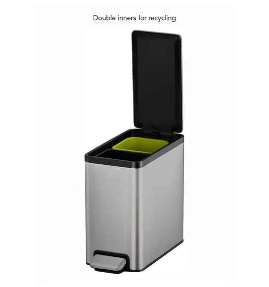Obsessions Eko Eco Casa II Dustbin 3+3L, Metallic