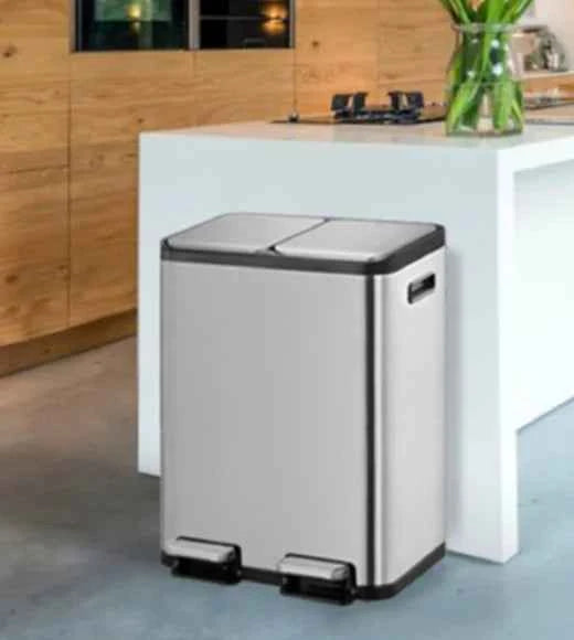 Obsessions Eko Eco Casa II Dustbin 30+30L, Metallic