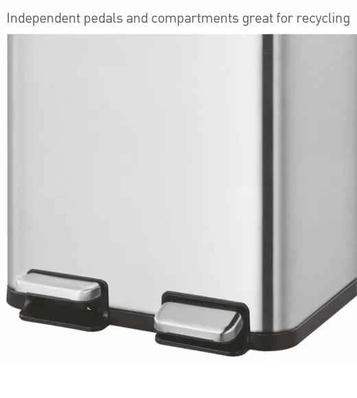 Obsessions Eko Eco Casa II Dustbin 30+30L, Metallic