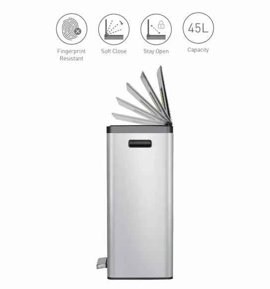 Obsessions Eko Eco Casa II Dustbin 45L, Metallic