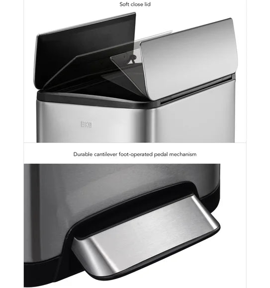 Obsessions Eko Eco Fly Dustbin 12L, Metallic