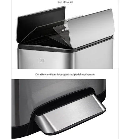 Obsessions Eko Eco Fly Dustbin 12L, Metallic