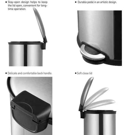 Obsessions Eko Ellipse Dustbin 6L, Metallic