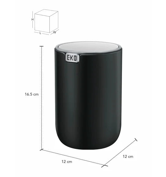 Obsessions Fandy Eko 9206 table dustbin, Black, dimensions 12 x 12 x 16.5 cm