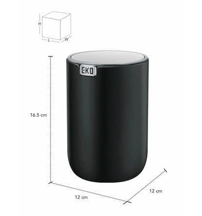 Obsessions Fandy Eko 9206 table dustbin, Black, dimensions 12 x 12 x 16.5 cm