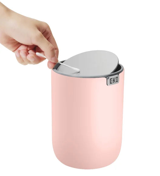 Obsessions Fandy Eko 9206 table dustbin, Pink, swing-top lid in use