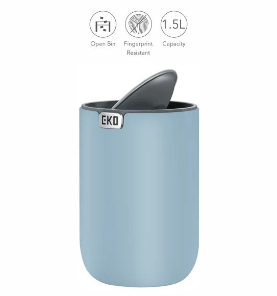 Obsessions Fandy Eko 9206 table dustbin, Titanium Blue, top view of swing lid