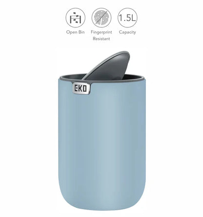 Obsessions Fandy Eko 9206 table dustbin, Titanium Blue, top view of swing lid