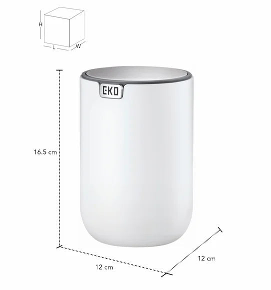 Obsessions Fandy Eko 9206 table dustbin, White, dimensions 12 x 12 x 16.5 cm
