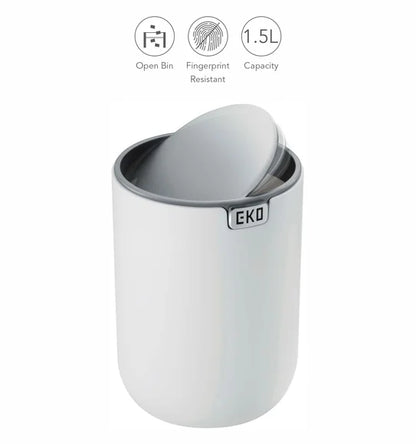 Obsessions Fandy Eko 9206 table dustbin, White, top view of swing lid
