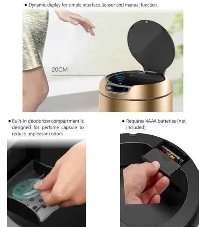 Obsessions Eko Galleria Sensor Bin 12L, Champagne Gold