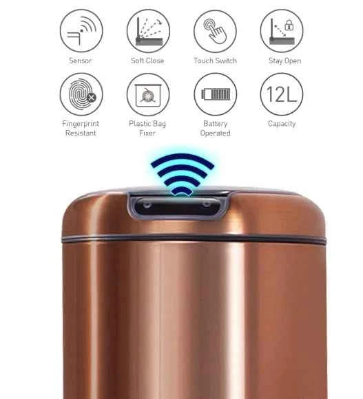 Obsessions Eko Galleria Sensor Bin 12L, Copper