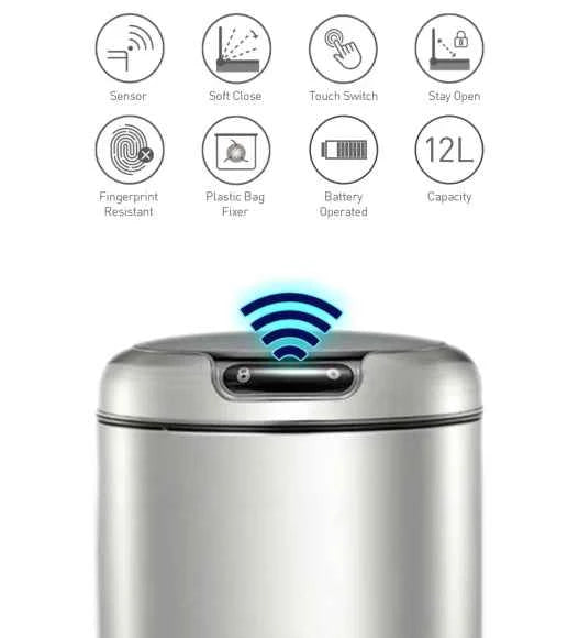 Obsessions Eko Galleria Sensor Bin 12L, Metallic