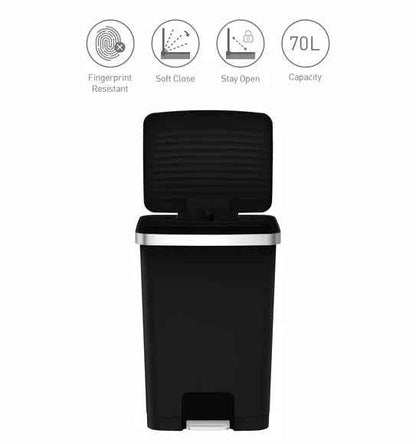 Obsessions Eko Hana Plastic Bin 70L, Black