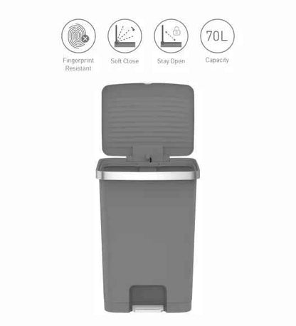 Obsessions Eko Hana Plastic Bin 70L, Grey