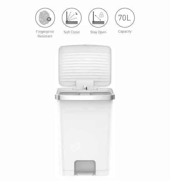 Obsessions Eko Hana Plastic Bin 70L, White