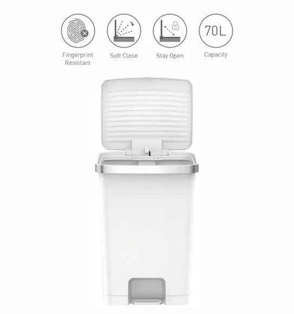 Obsessions Eko Hana Plastic Bin 70L, White
