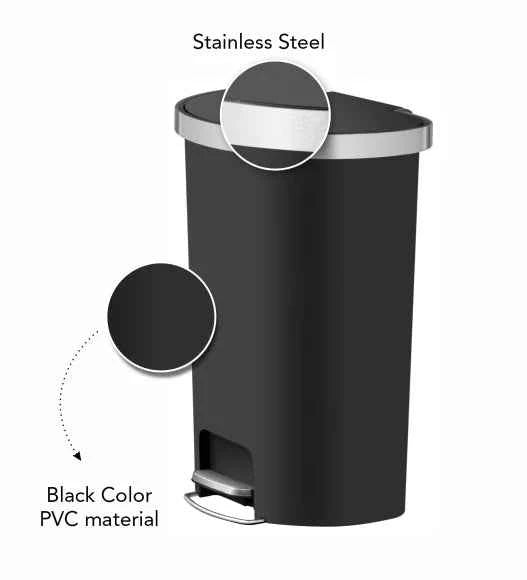 Obsessions Eko Hana Semi Round Plastic Bin 55L, Black