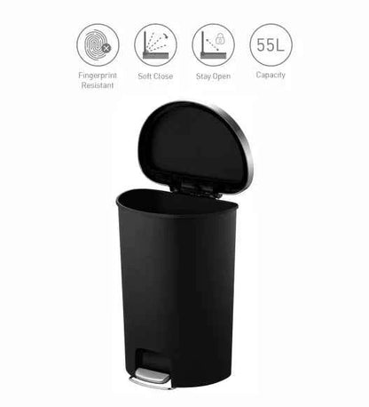 Obsessions Eko Hana Semi Round Plastic Bin 55L, Black
