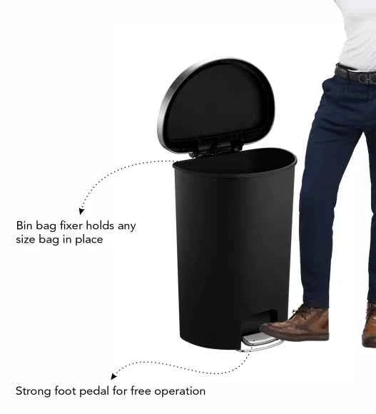 Obsessions Eko Hana Semi Round Plastic Bin 55L, Black