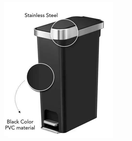 Obsessions Eko Hana Slim Plastic Bin 40L, Black
