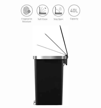 Obsessions Eko Hana Slim Plastic Bin 40L, Black