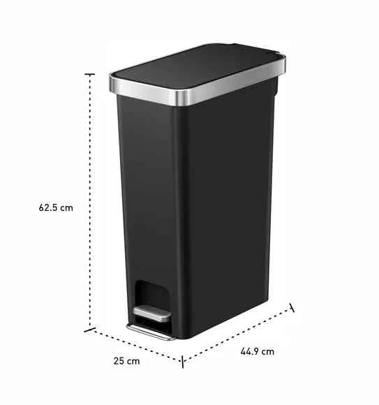 Obsessions Eko Hana Slim Plastic Bin 40L, Black