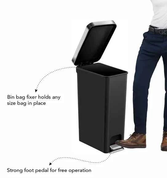 Obsessions Eko Hana Slim Plastic Bin 40L, Black