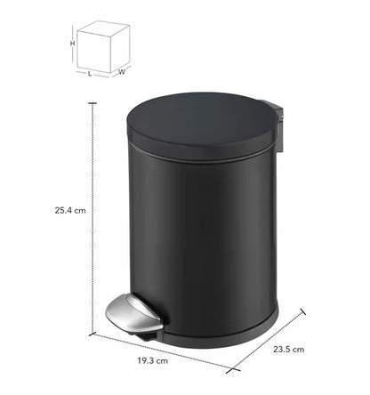 Obsessions Luna Eko 9219 step dustbin, Black, dimensions 23.5 x 19.3 x 25.4 cm