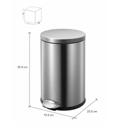 Obsessions Luna Eko 9219 step dustbin, Metallic, dimensions 23.5 x 19.3 x 25.4 cm