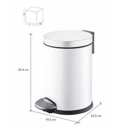 Obsessions Luna Eko 9219 step dustbin, White, dimensions 23.5 x 19.3 x 25.4 cm