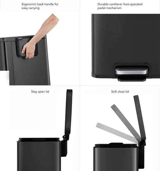 Obsessions Eko Madison Dustbin 12L, Black