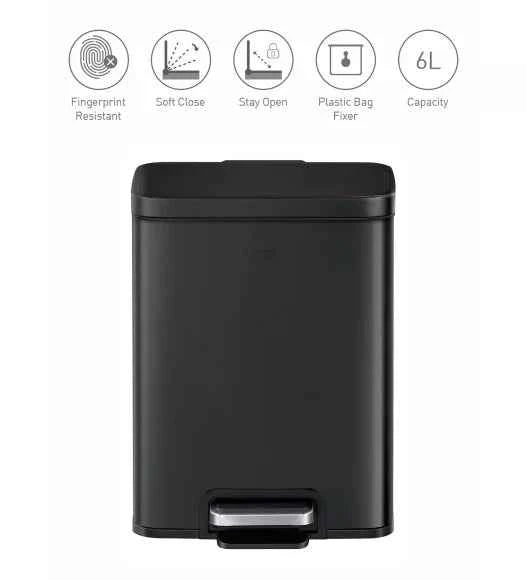 Obsessions Eko Madison Dustbin 6L, Black
