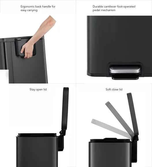 Obsessions Eko Madison Dustbin 6L, Black