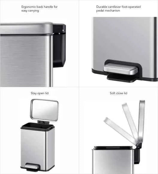 Obsessions Eko Madison Dustbin 6L, Metallic