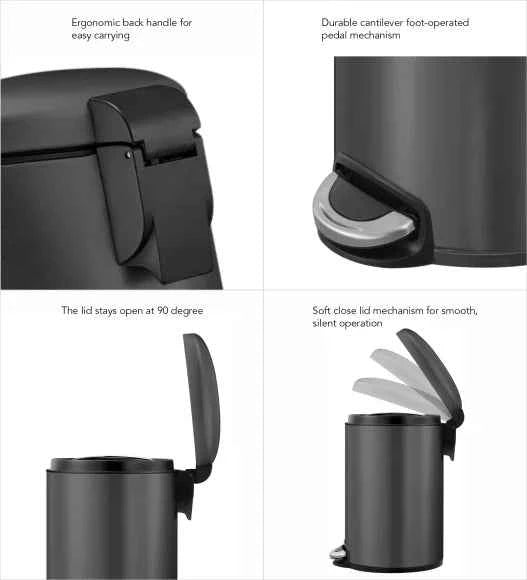 Obsessions Eko Maggey Dustbin 5L, Titanium Grey