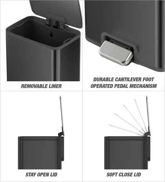 Obsessions Eko Marina Dustbin 11L, Black