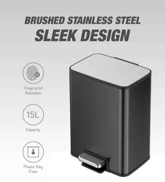Obsessions Eko Marina Dustbin 15L, Black