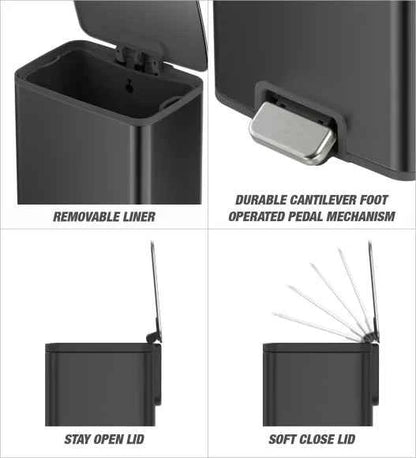 Obsessions Eko Marina Dustbin 15L, Black