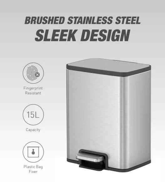 Obsessions Eko Marina Dustbin 15L, Metallic