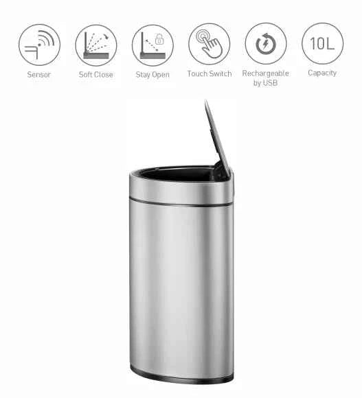 Obsessions Eko Mirage Semi Round Sensor Bin 10L, Metallic
