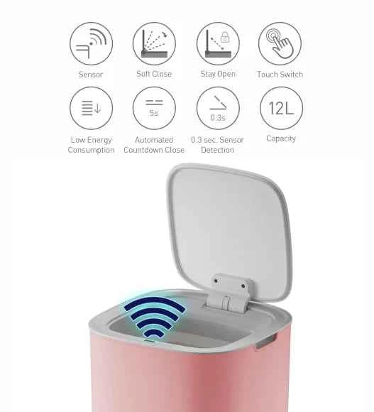Obsessions Eko Morandi Sensor Bin 12L, Pink