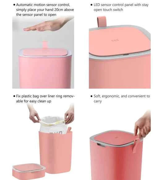 Obsessions Eko Morandi Sensor Bin 12L, Pink