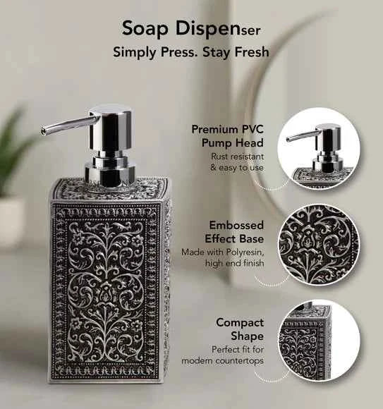 Obsessions Myra Polyresin 3pc Bathroom Set, Black & Grey