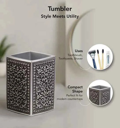 Obsessions Myra Polyresin 3pc Bathroom Set, Black & Grey