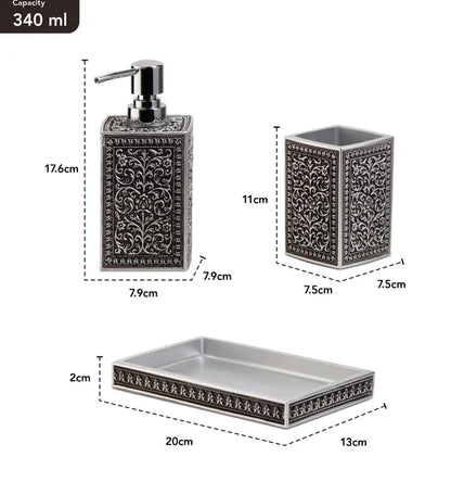 Obsessions Myra Polyresin 3pc Bathroom Set, Black & Grey