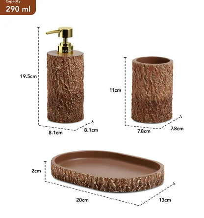 Obsessions Myra Polyresin 3pc Bathroom Set, Brown
