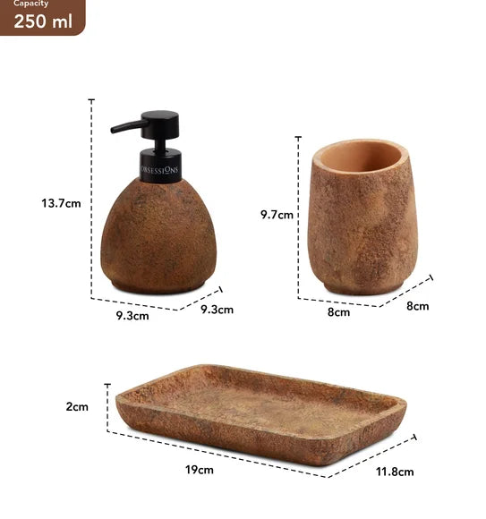 Obsessions Myra Polyresin 3pc Bathroom Set, Chocolate